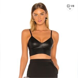 Commando Black Faux Leather Longline Bralette